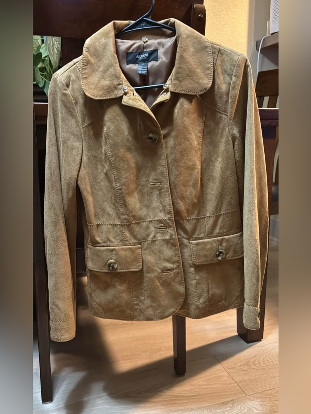 Alfani leather coat women’s small new suede tan lined perfect